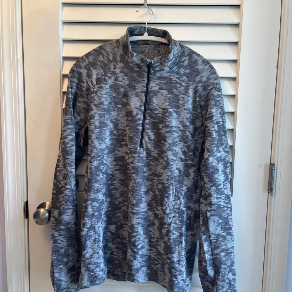 men’s LULULEMON long-sleeve Surge Warm half-zip - grey jacquard print [L]